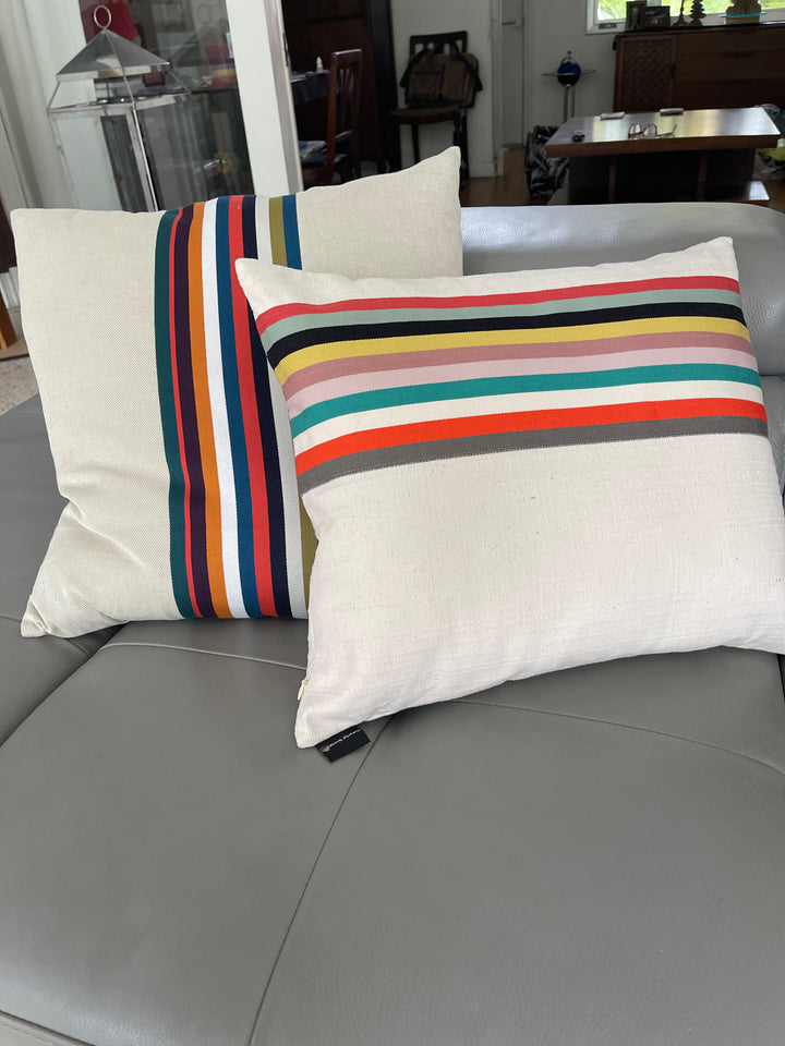 Striped Cotton Pillows with French Fabric