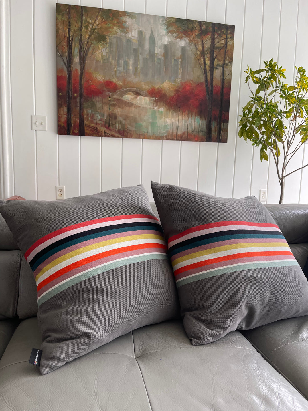 Striped 100% cotton pillows with French fabric