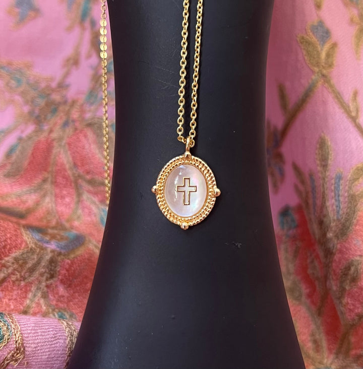 Mother of Pearl Cross Necklace