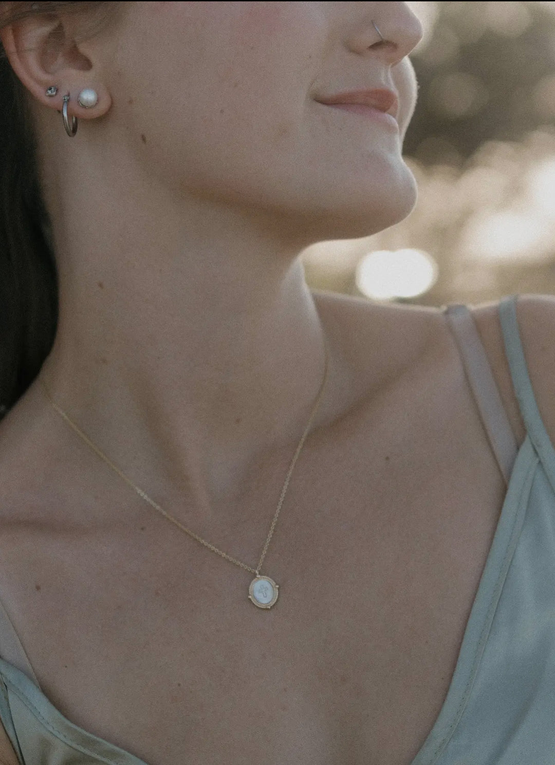 Mother of Pearl Cross Necklace