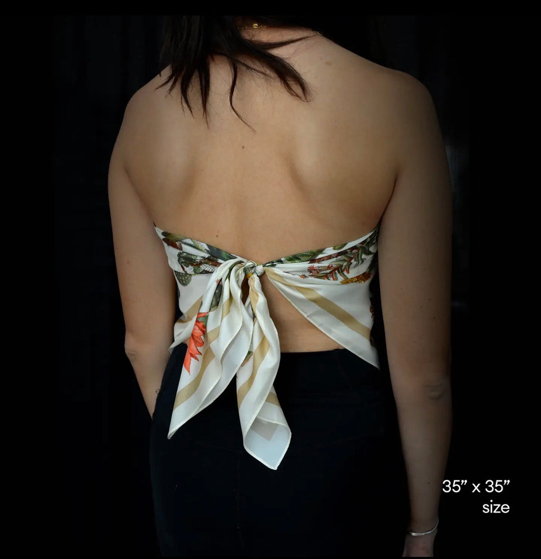 Silk Scarf Botantical Cactus Print 100% Silk
