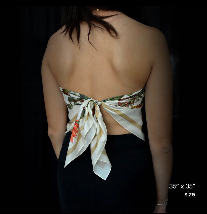 Silk Scarf Botantical Cactus Print 100% Silk