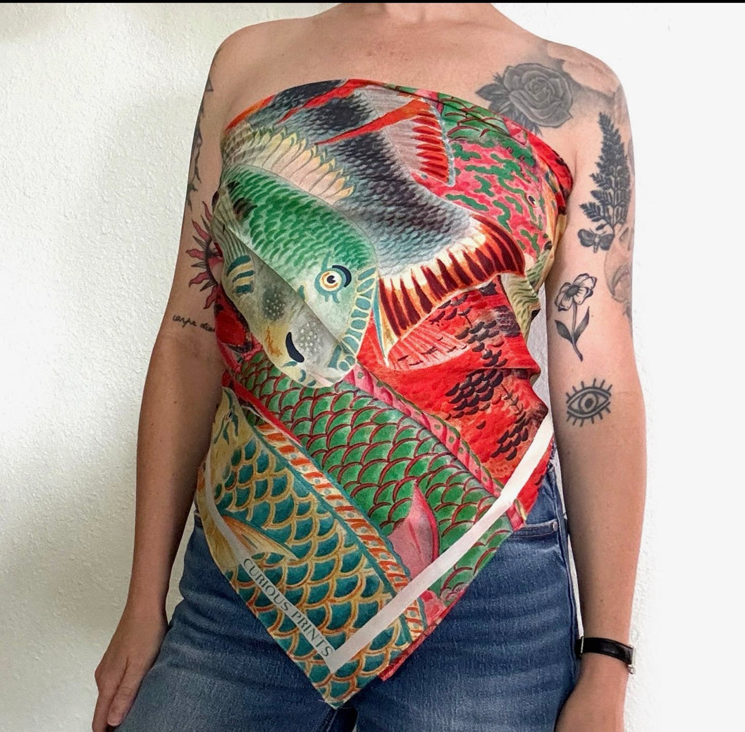 Silk Scarf Tropical Fish 100% silk
