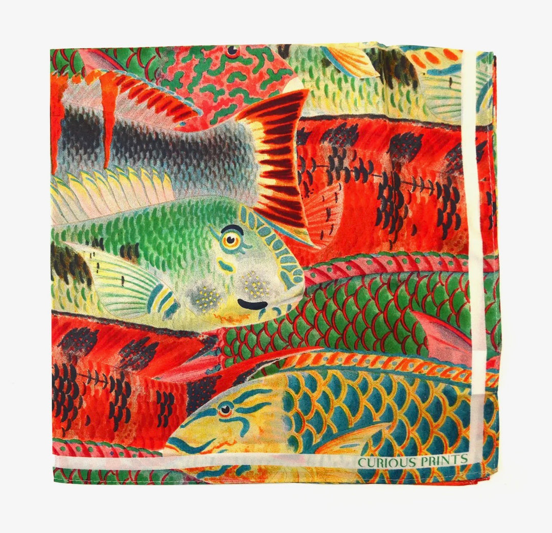 Silk Scarf Tropical Fish 100% silk