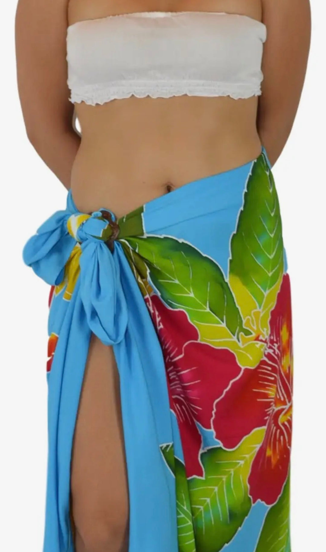 Pareo/sarong Hibiscus Batik Turquoise Cover Up