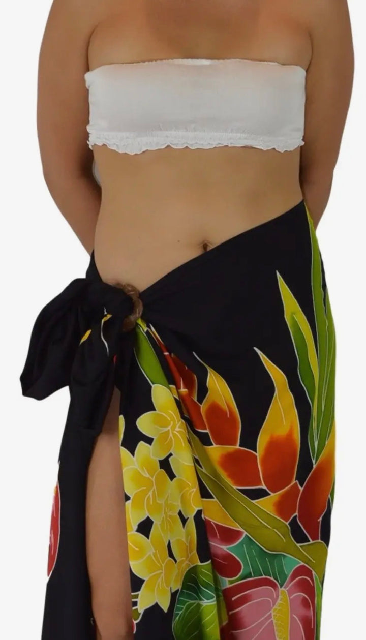 Pareo/sarong Hawaiian Batik Black Multi Cover Up