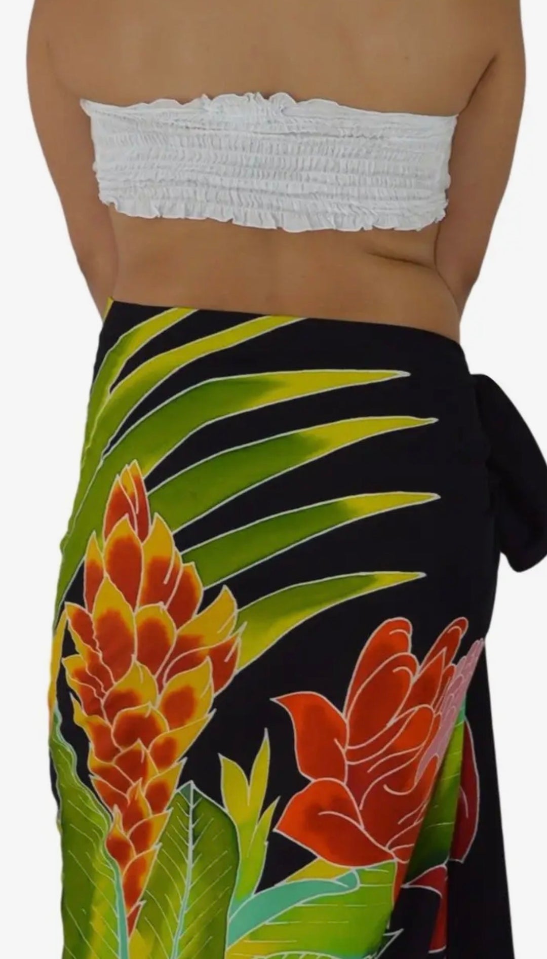 Pareo/sarong Hawaiian Batik Black Multi Cover Up