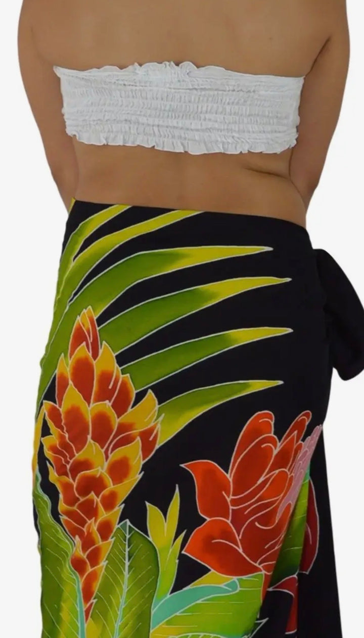 Pareo/sarong Hawaiian Batik Black Multi Cover Up