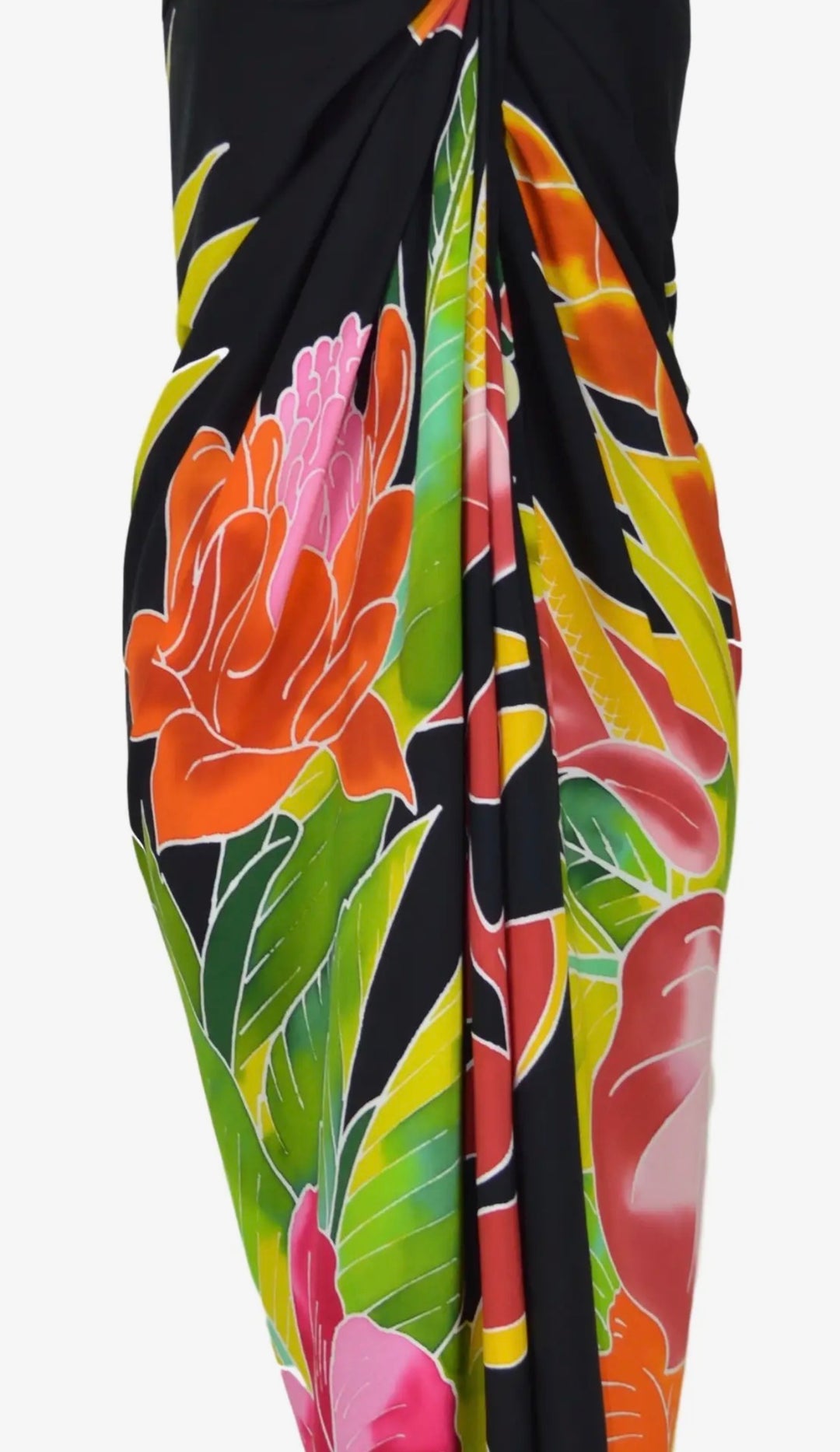 Pareo/sarong Hawaiian Batik Black Multi Cover Up