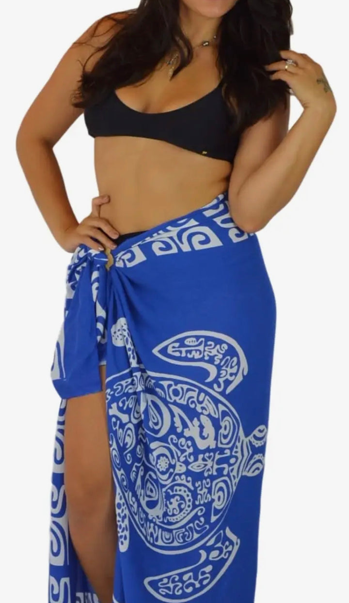 Pareo/Sarong Cobalt Blue Turtle Cover Up