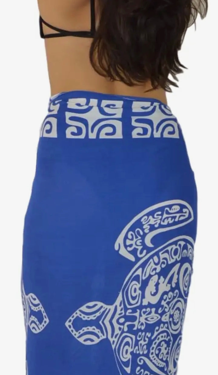 Pareo/Sarong Cobalt Blue Turtle Cover Up
