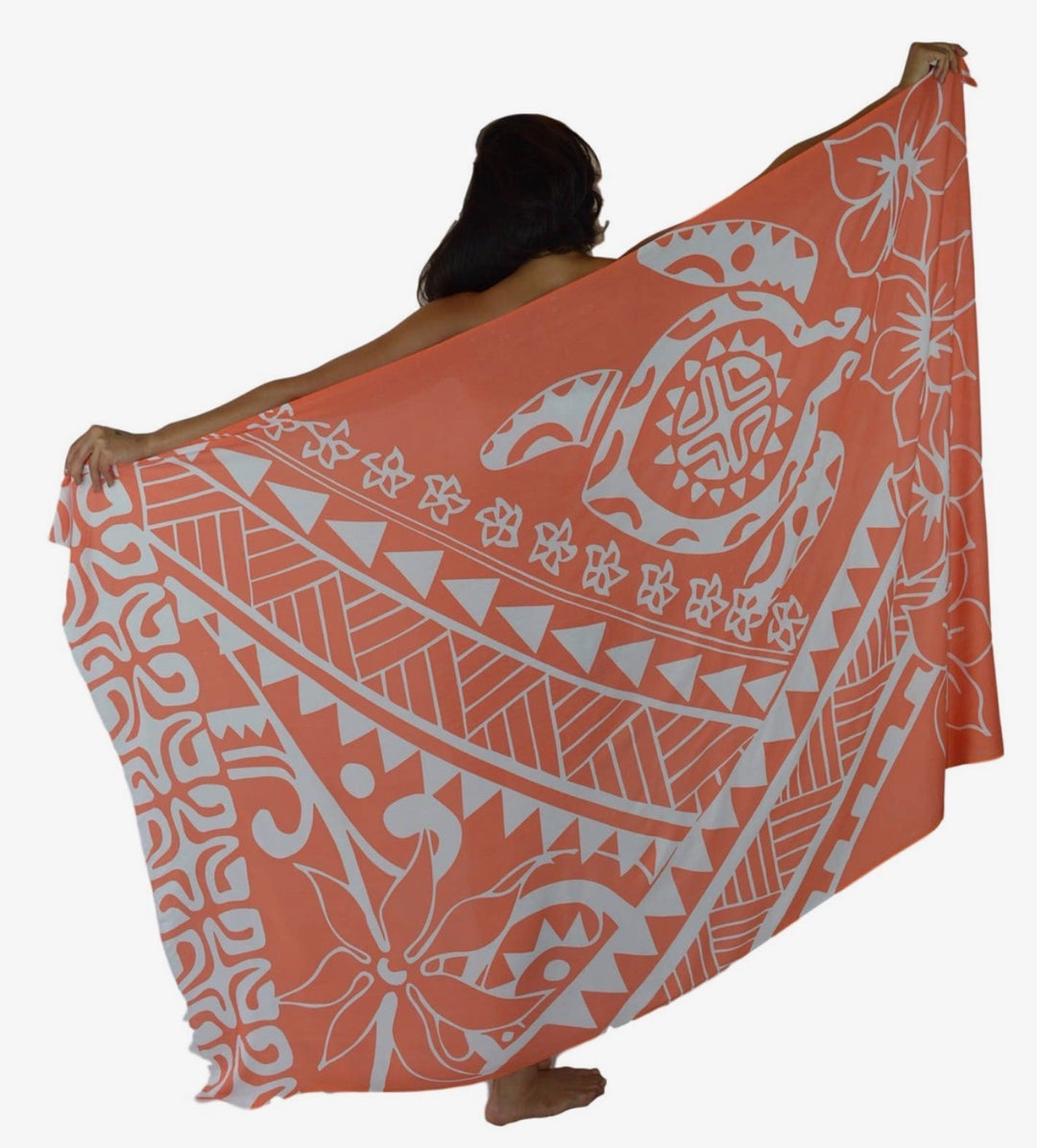 Pareo/sarong Orange Tribal Turtle Cover Up