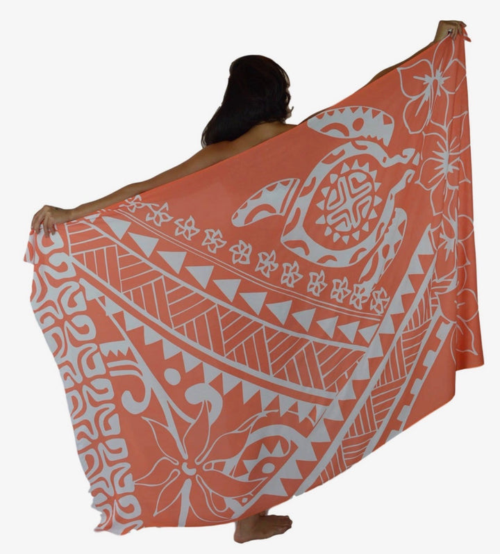 Pareo/sarong Orange Tribal Turtle Cover Up