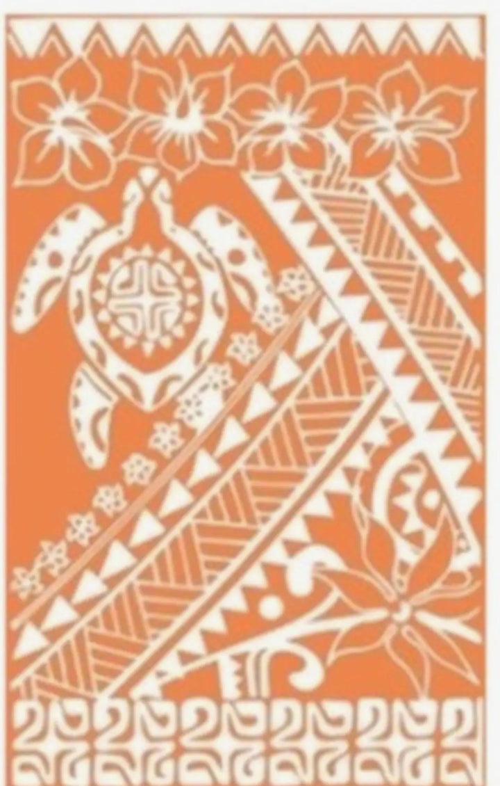 Pareo/sarong Orange Tribal Turtle Cover Up