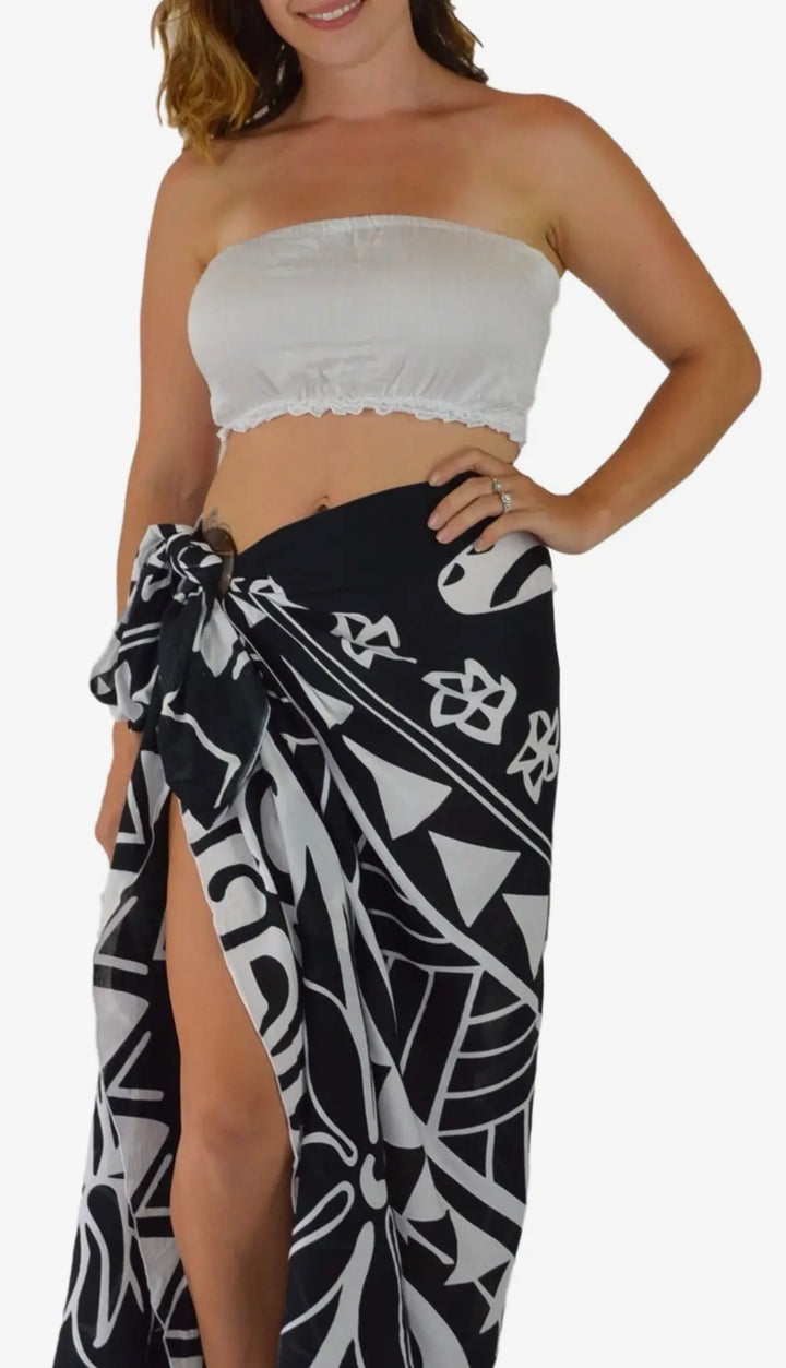 Pareo/sarong Black Tribal Turtle Cover Up