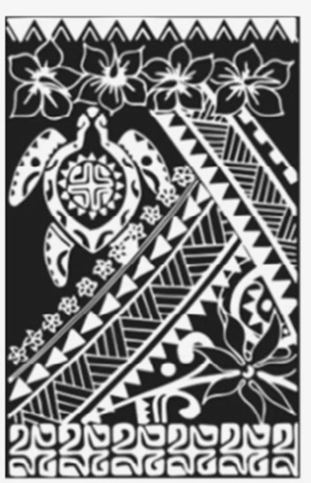 Pareo/sarong Black Tribal Turtle Cover Up