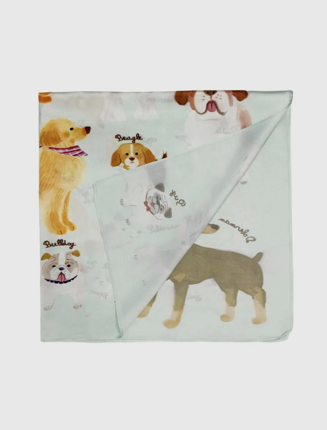 Whimsical Illustrated Dog Silk Scarf