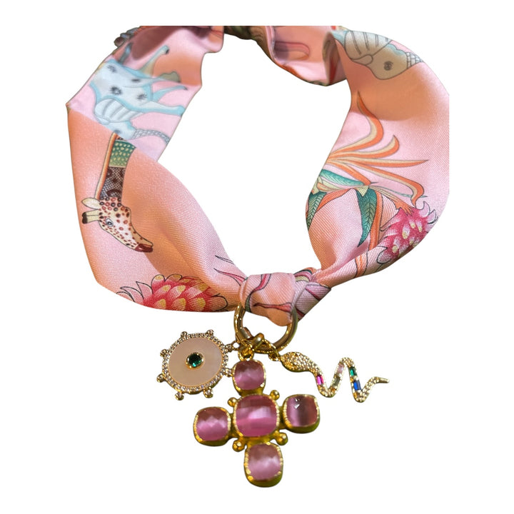Scarf Charm Necklace-Powder Pink