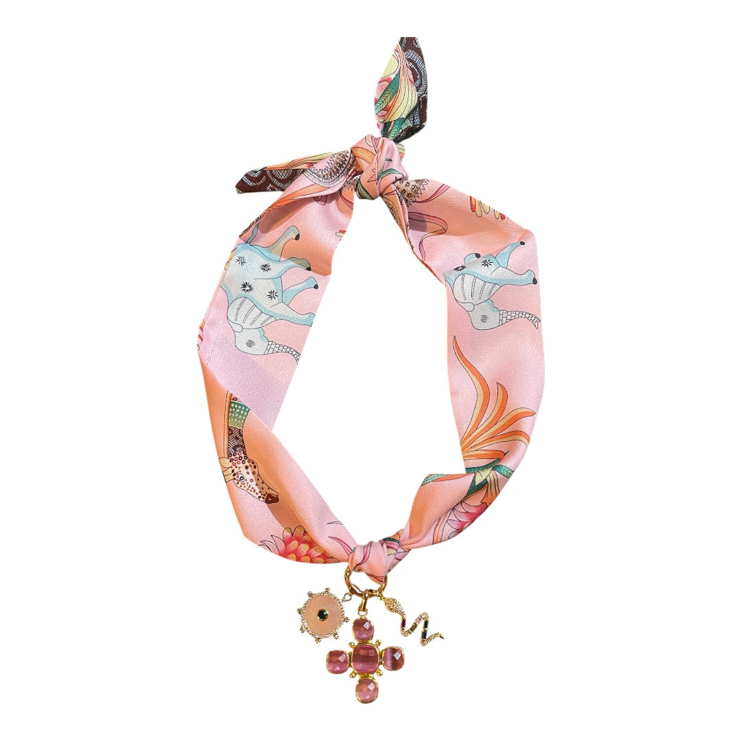 Scarf Charm Necklace-Powder Pink