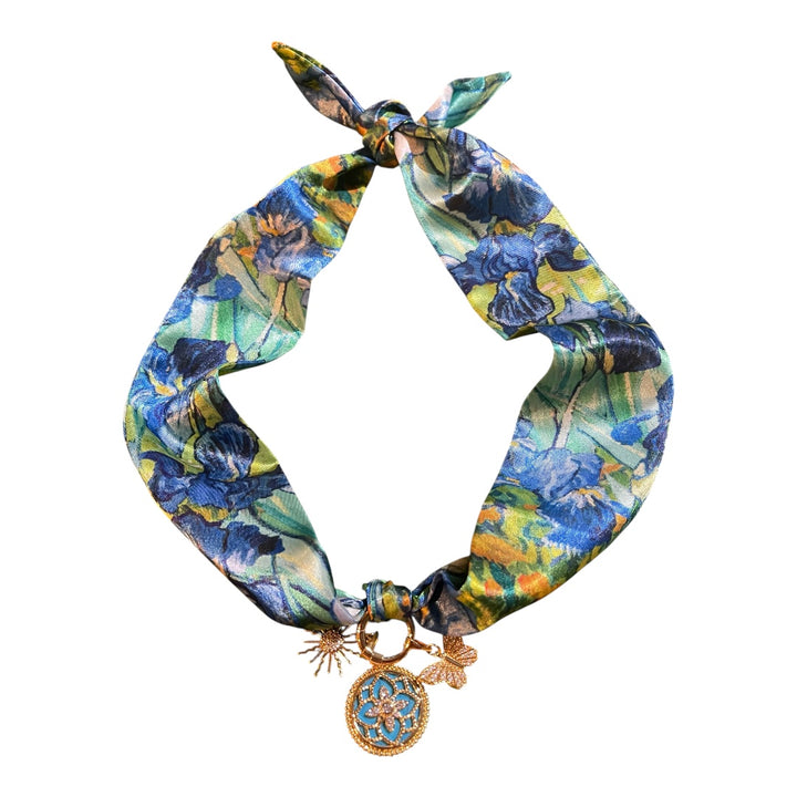 Scarf Charm Necklace-Blue Iris