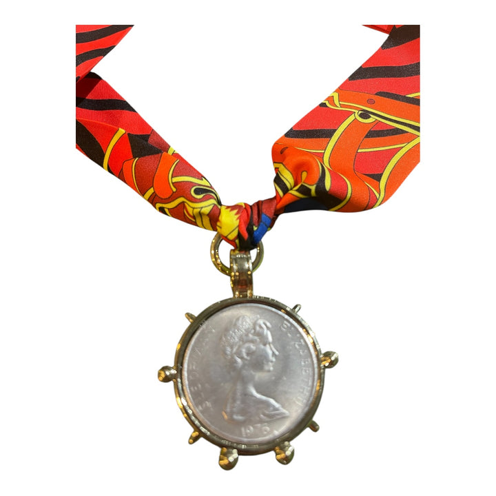 Scarf Necklace-Queen Elizabeth Medallion