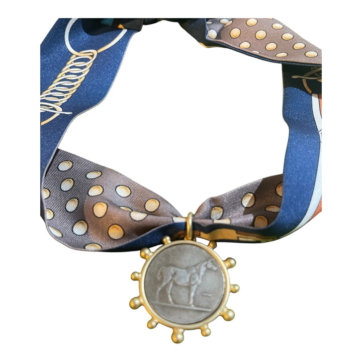Scarf Charm Necklace-Equestrian Medallion