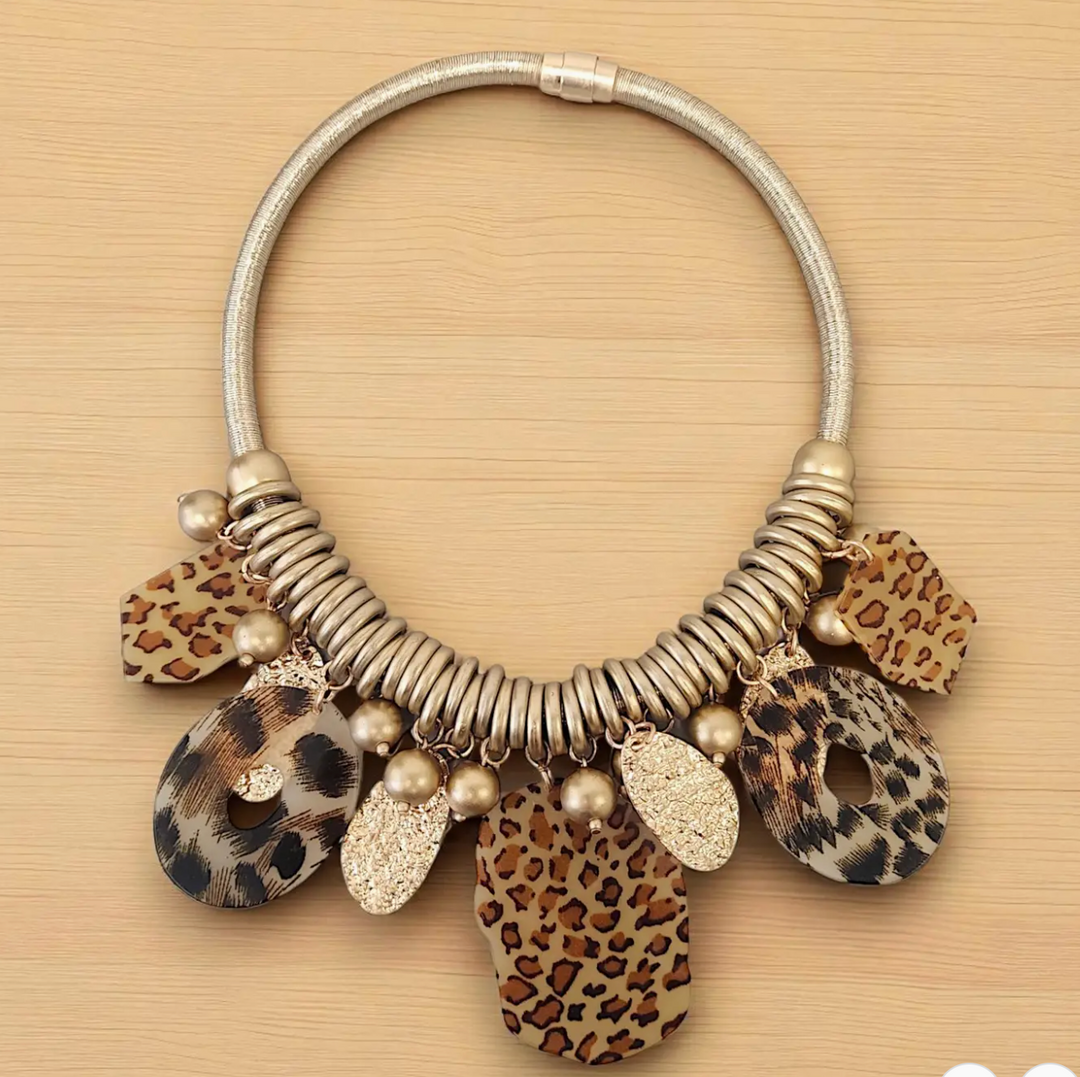 Animal Print Charm Collar Necklace