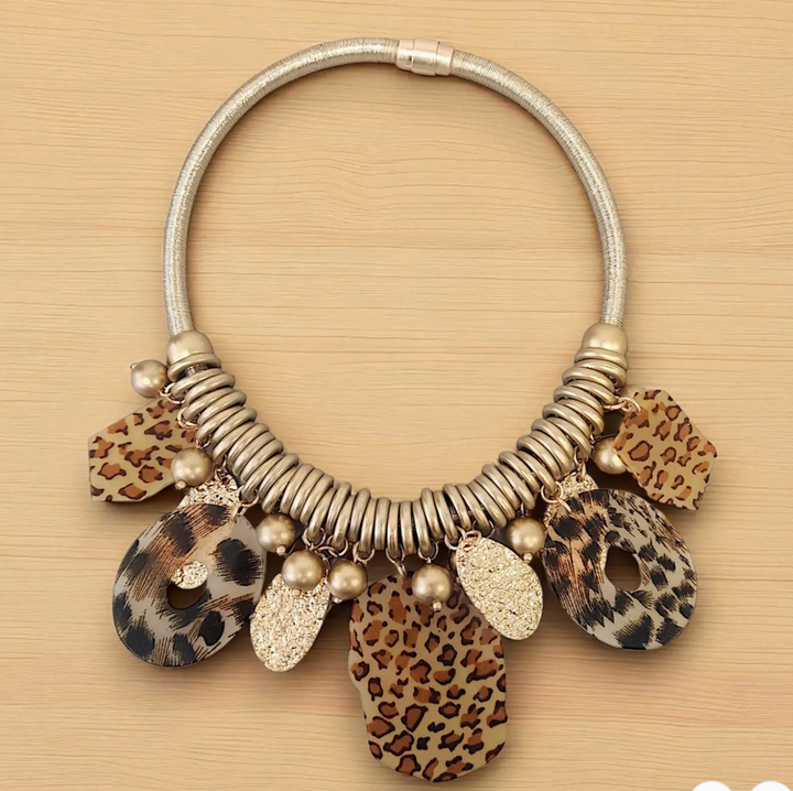 Animal Print Charm Collar Necklace