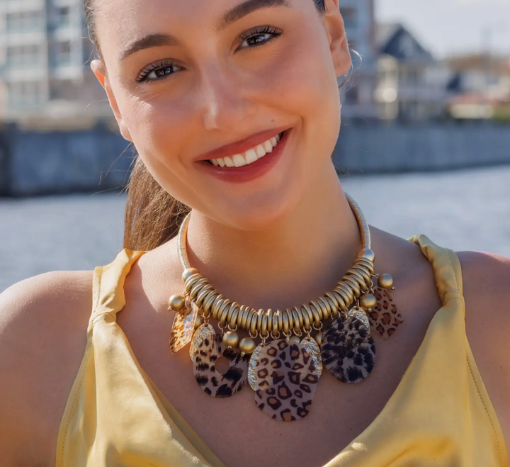 Animal Print Charm Collar Necklace