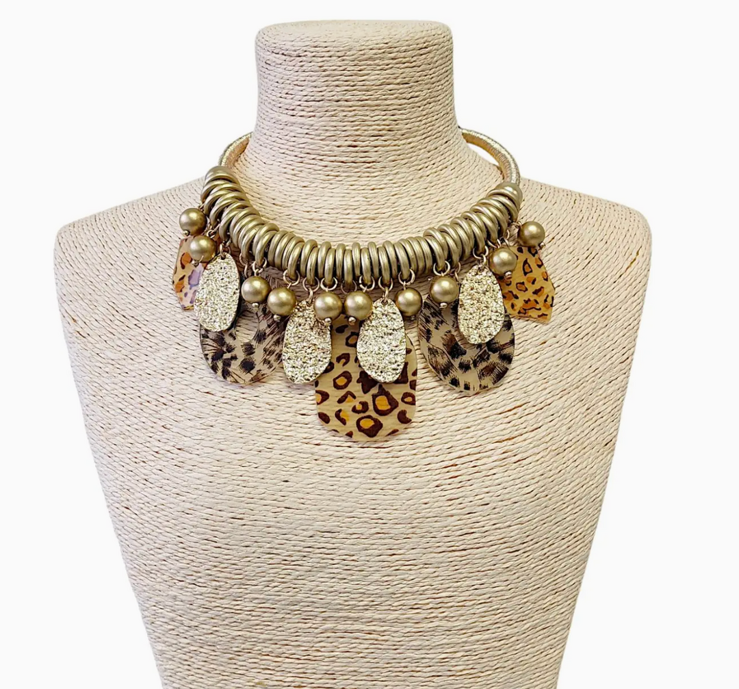 Animal Print Charm Collar Necklace