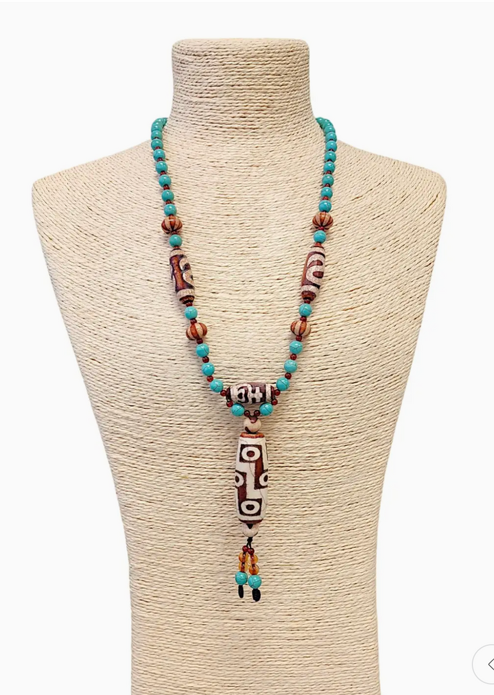 Turquoise Beaded Boho Necklace