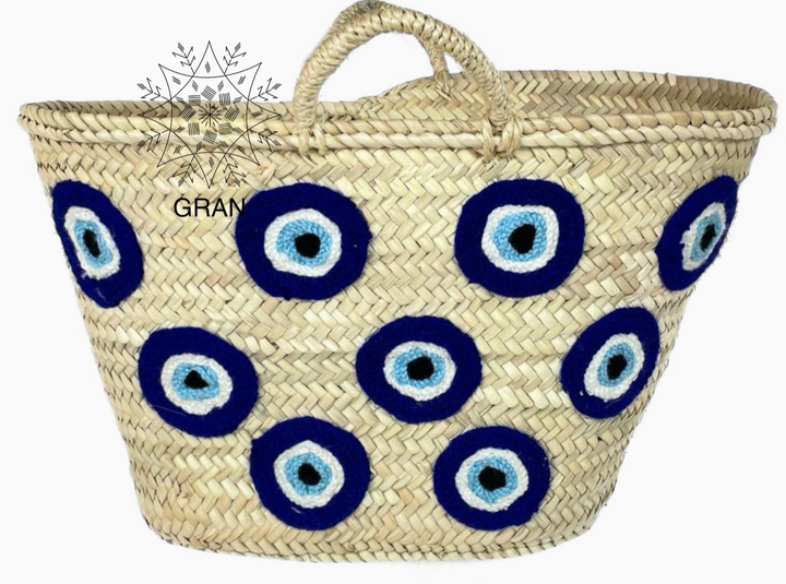 Evil Eye Woven Straw Beach Bag/Tote