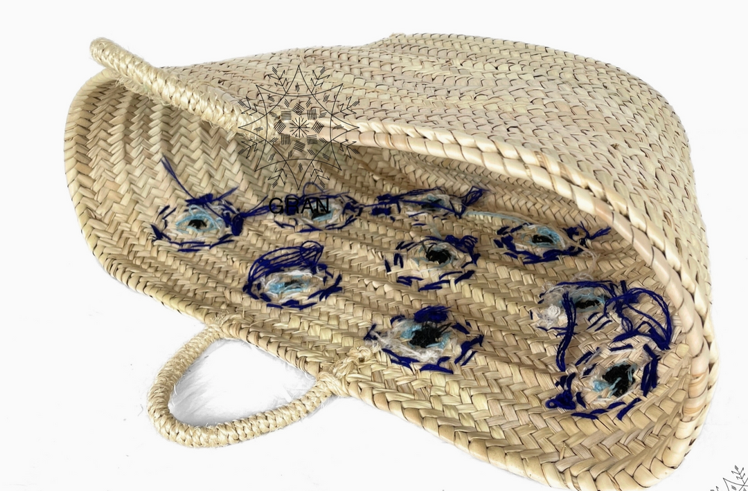 Evil Eye Woven Straw Beach Bag/Tote