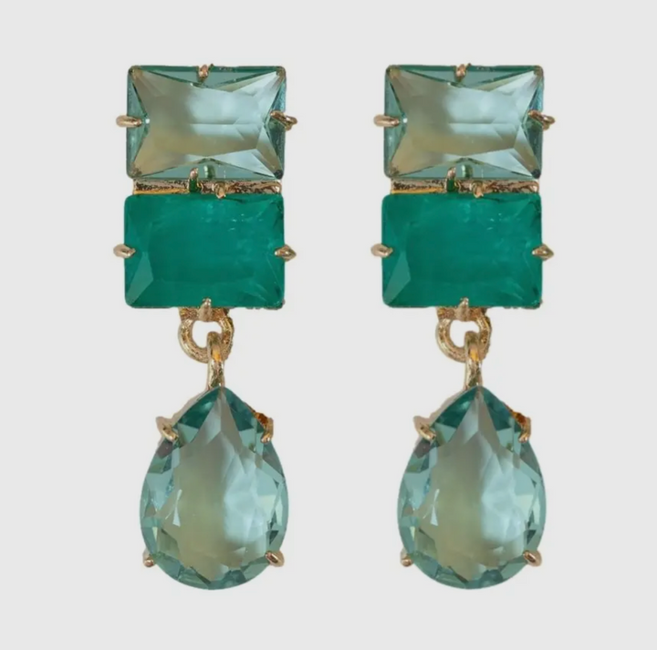 Amalfi Turquoise Ombre Gem Drop Statement Earrings
