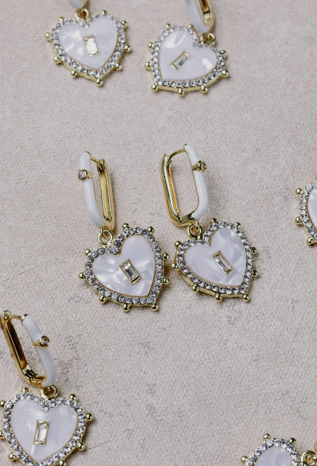 Diamond Capri Heart Drop Charm Earrings