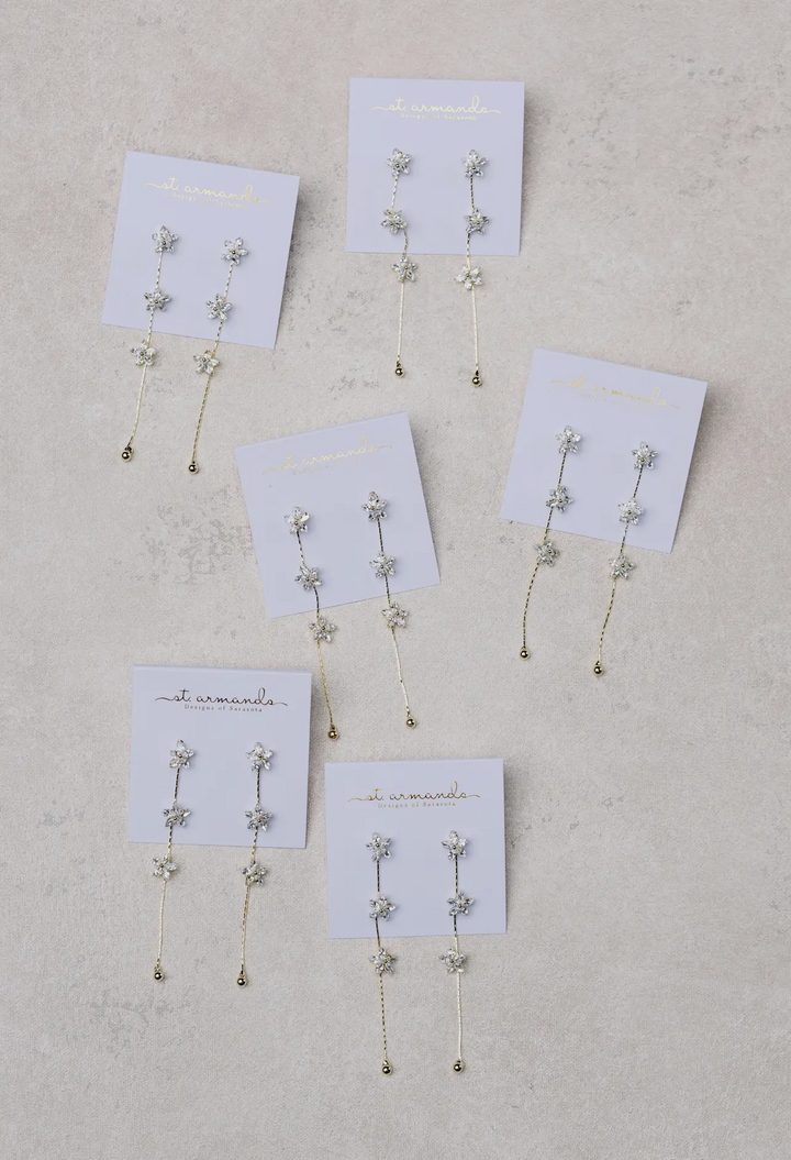 Gold and Crystal Minimalist Duster Drop Earrings