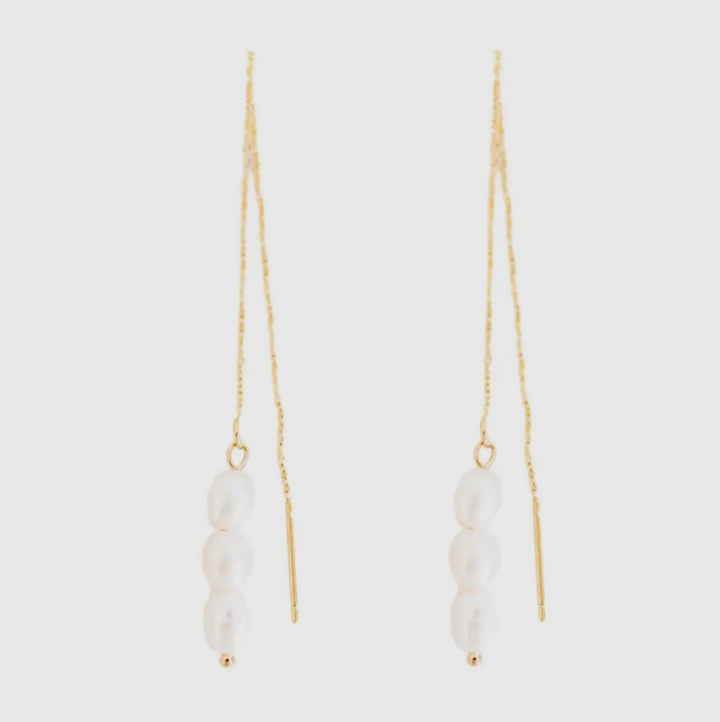 Skinny Pearl Statement Threader Earrings