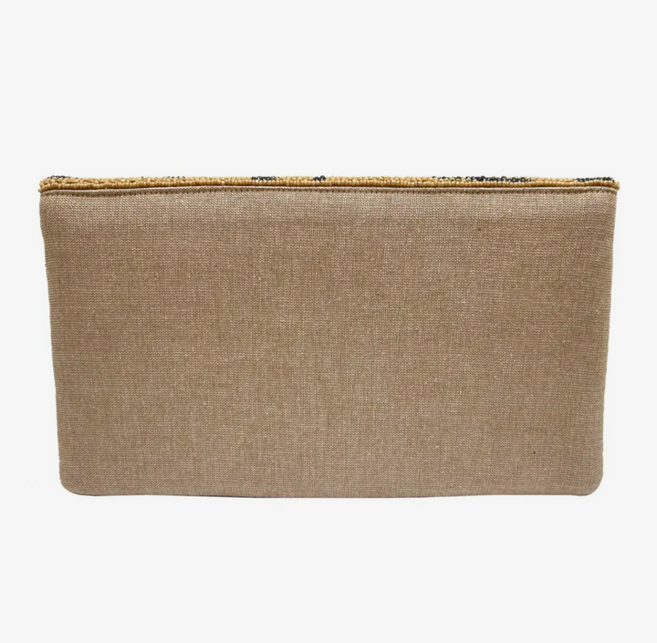 Zebra Patterned Hand Beaded Clutch purse/Crossbody Bag