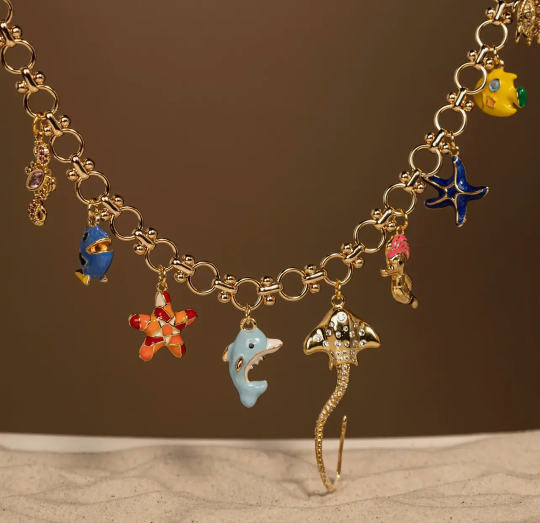 Enameled Sea Life Charm Necklace