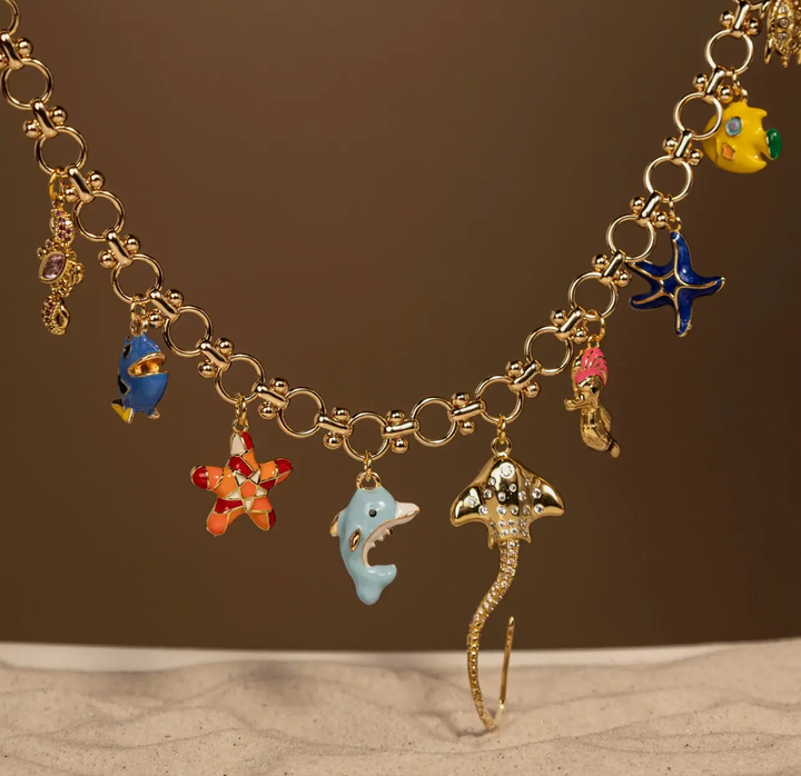 Enameled Sea Life Charm Necklace