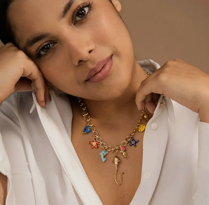 Enameled Sea Life Charm Necklace