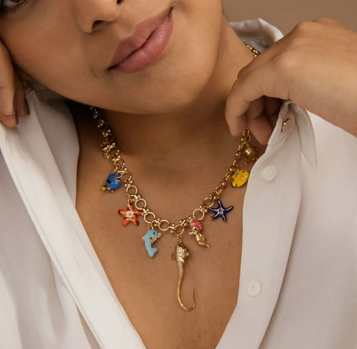 Enameled Sea Life Charm Necklace