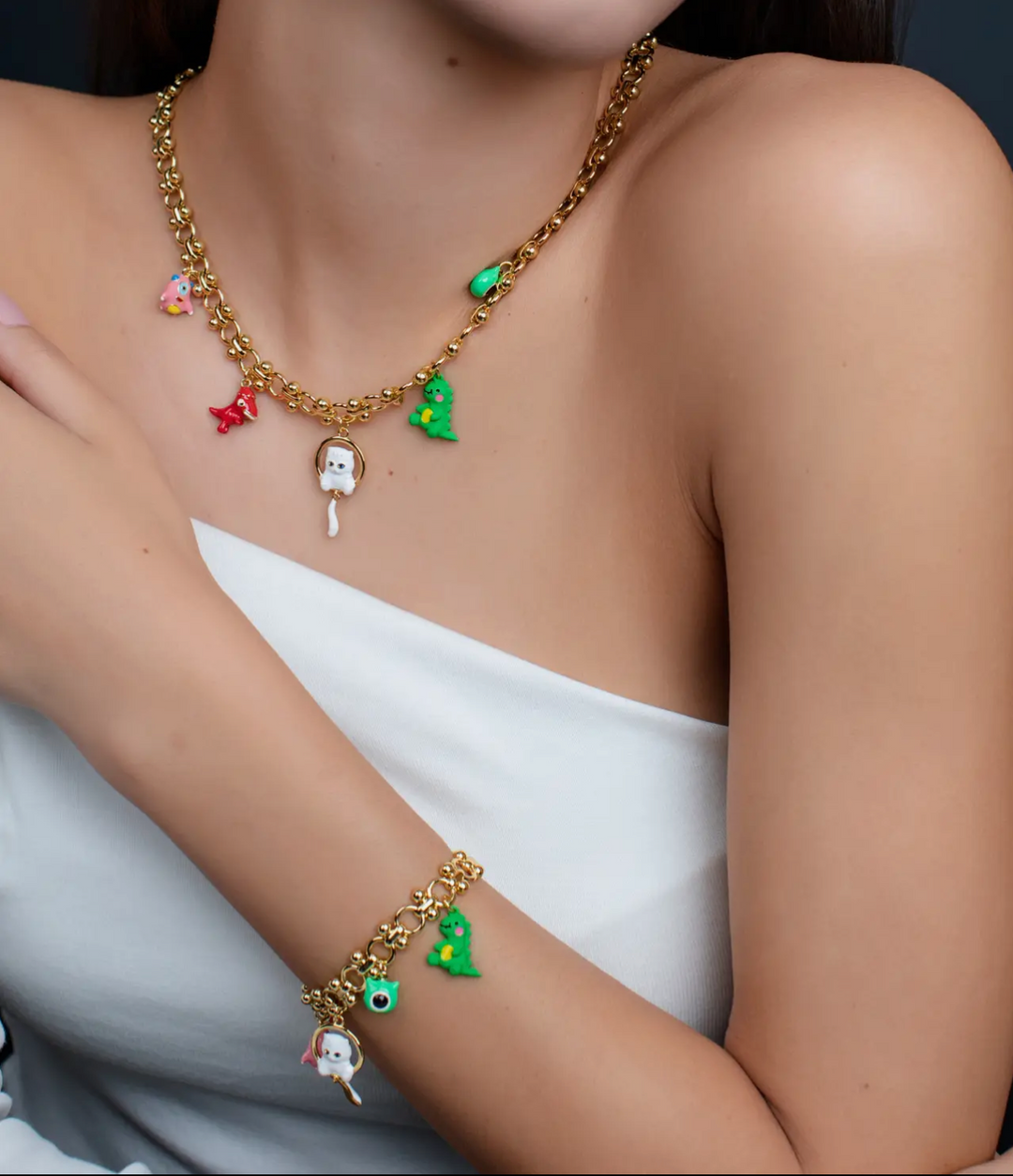 Novelty 18K Gold Charm Bracelet
