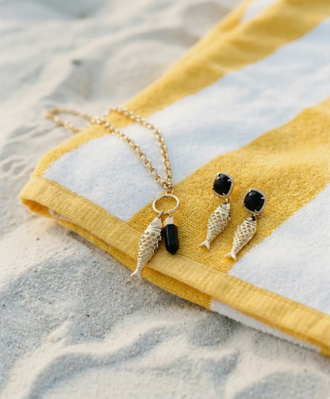 Black Agate Fish Necklace