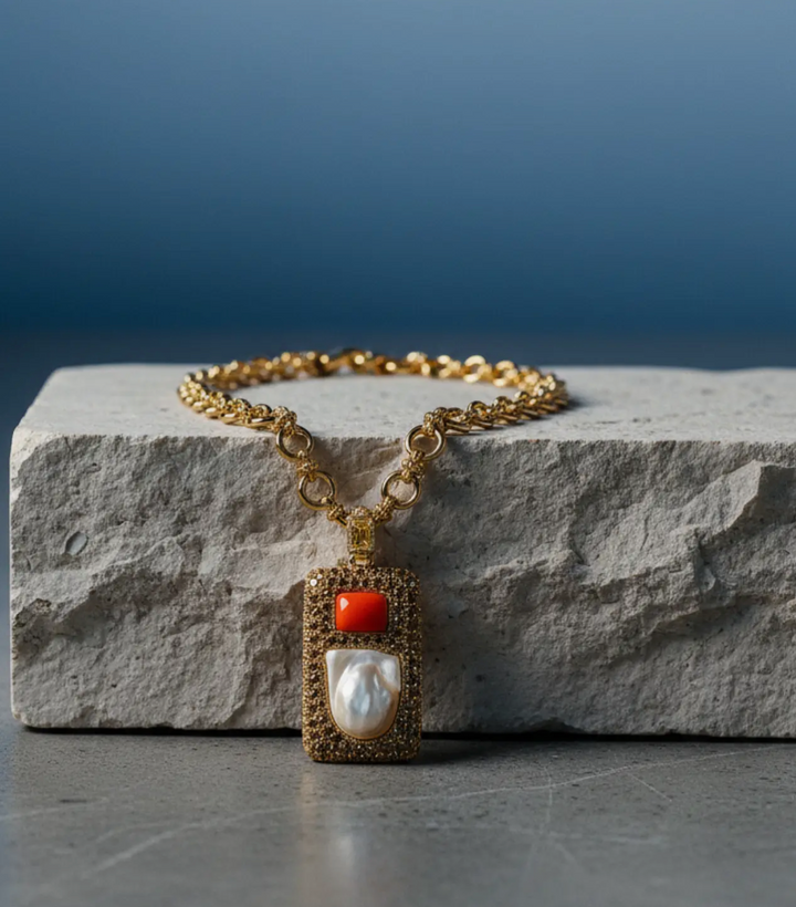 Coral And Baroque Pearl Statement Necklace