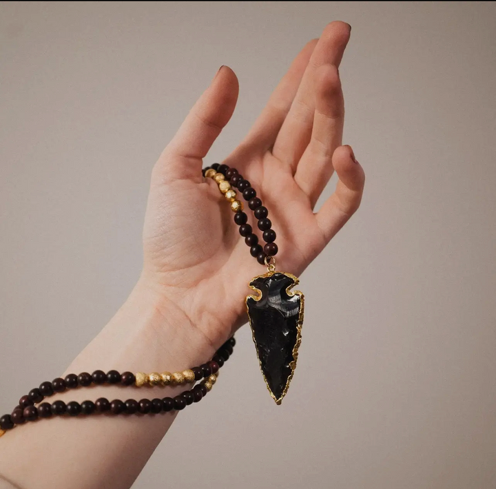 Natural Obsidian Arrowhead Necklace