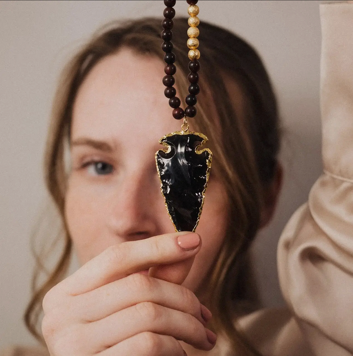 Natural Obsidian Arrowhead Necklace