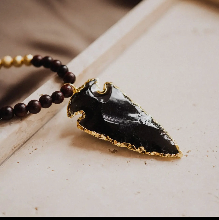 Natural Obsidian Arrowhead Necklace