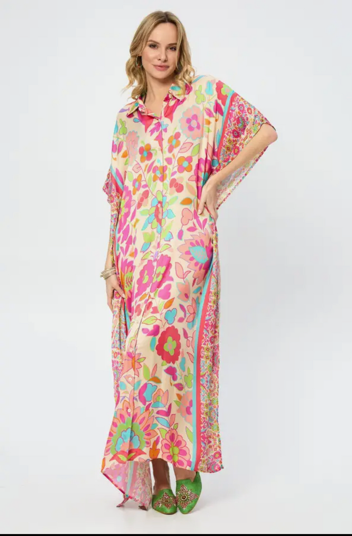Floral Collared Kaftan Multi