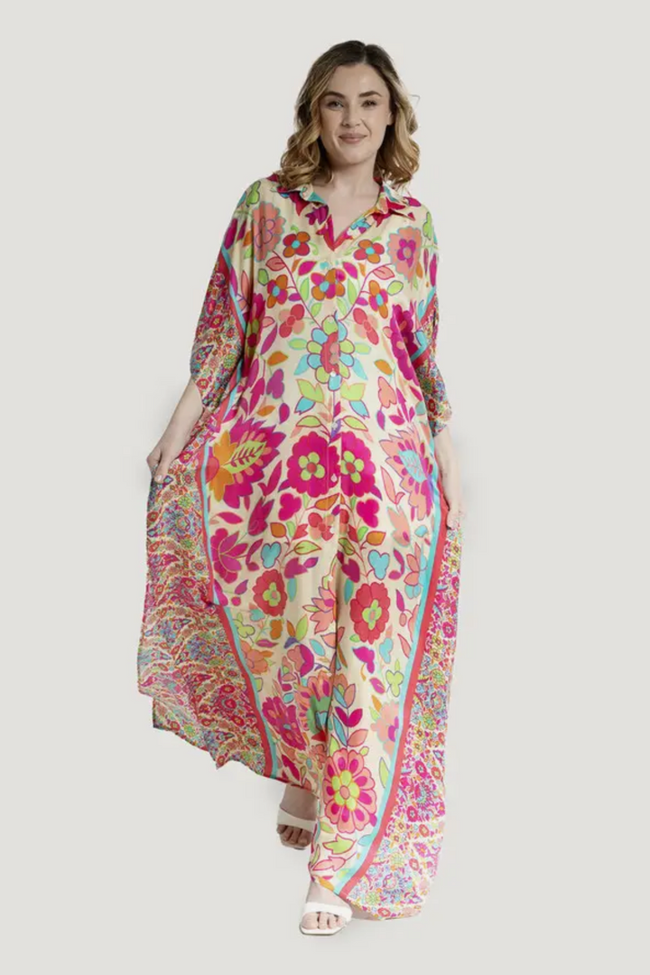 Floral Collared Kaftan Multi